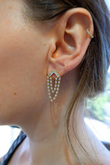 Round and Baguette Diamond Chandelier Earrings