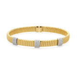 Gold Fluted Diamond Pave Cuff Bangle