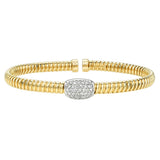 Gold Fluted Diamond Pave Cuff Bangle