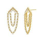 Round and Baguette Diamond Chandelier Earrings