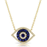 Diamond And Blue Sapphire Evil Eye Necklace