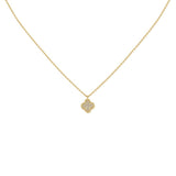 Diamond Mini Clover Gold Fluted Necklace