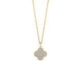 Diamond Mini Clover Gold Fluted Necklace