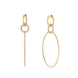 Yellow Gold Multi Circle Drop Hoop Earrings