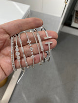 Silver Faux Diamond Flower Bangle