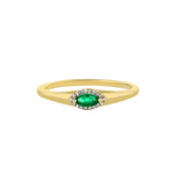 Yellow Gold Emerald And Diamond Pinky Ring