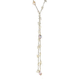 Gold Silk Pearl And Briolette Lariat Necklace