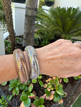 Silver Domed Push On Cuff Bangle