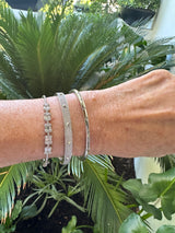 Silver Faux Baguette Diamond Bangle