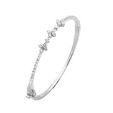 Silver Faux Diamond Flower Bangle